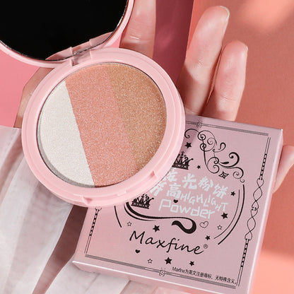 Maxfine three-color three-dimensional contour blush highlight powder nose shadow brighten natural beginner contour plate 