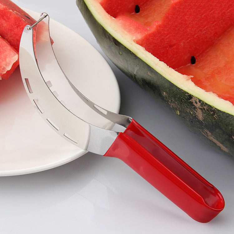 Fashionable colorful watermelon cutting non-slip plastic dipped handle watermelon slicer stainless steel fruit knife watermelon cutting tool