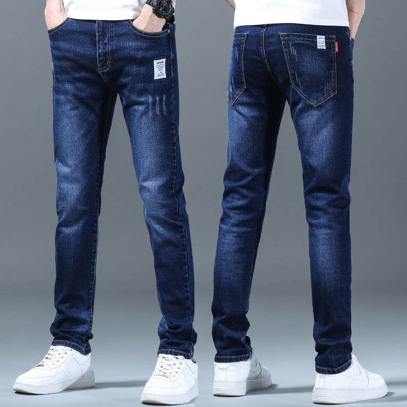 2023 Summer New Jeans Men's Straight Slim Elastic Casual Pants Youth Trend Men's Trousers Wholesale 