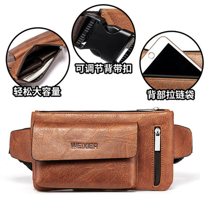 Wholesale Men's Retro Waist Bag Men's Multifunctional Casual Sports Cycling Chest Bag Belt Hanging Bag Men's Cashier Waist Bag 