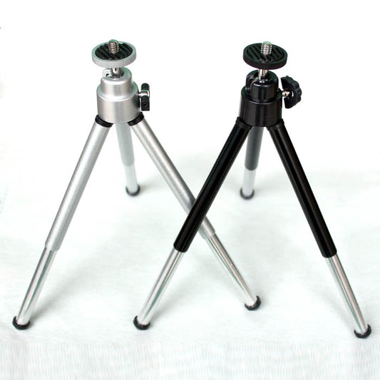 Universal mini portable tripod camera bracket မြန်နှုန်းမြင့် ဒီဂျစ်တယ်ကင်မရာ အလူမီနီယမ်သတ္တုစပ် ငွေရောင်သုံး tripod 