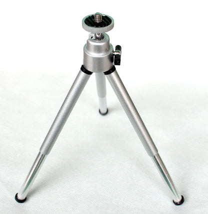 Universal mini portable tripod camera bracket မြန်နှုန်းမြင့် ဒီဂျစ်တယ်ကင်မရာ အလူမီနီယမ်သတ္တုစပ် ငွေရောင်သုံး tripod 