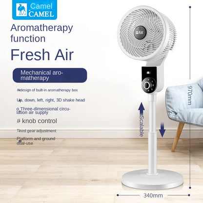 Camel air circulation fan DC frequency conversion 36-speed fan voice aromatherapy remote control turbine convection floor fan electric fan 