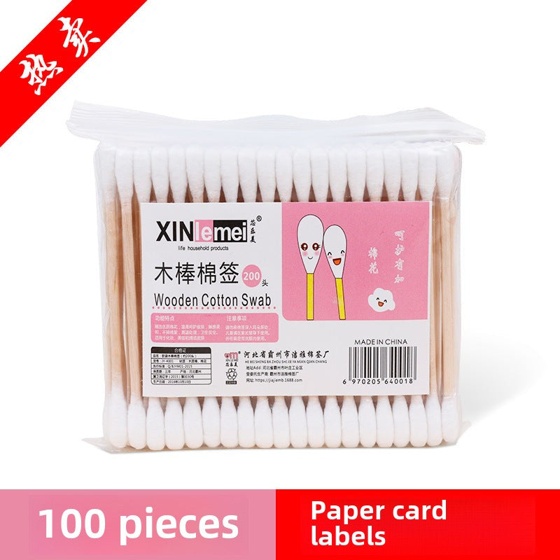 Cotton swab factory disposable makeup cotton swab double-ended bamboo stick cleaning cotton swab bagged and boxed manufacturer wholesale