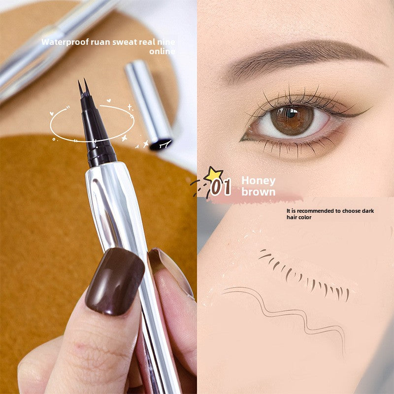 AMG two-pronged eyebrow pencil waterproof non-smudged ultra-fine eyeliner liquid pen does not fade wild eyebrow three-dimensional authentic eyebrow pencil 