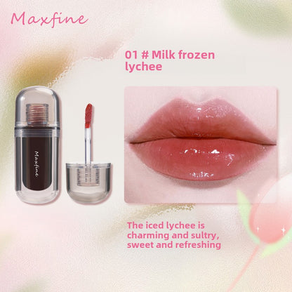 Maxfine Dudu Milk Frozen Mirror Lip Glaze Watery Pure Glass Lips Whitening Long-lasting Not Easy to Stain Lip Gloss 