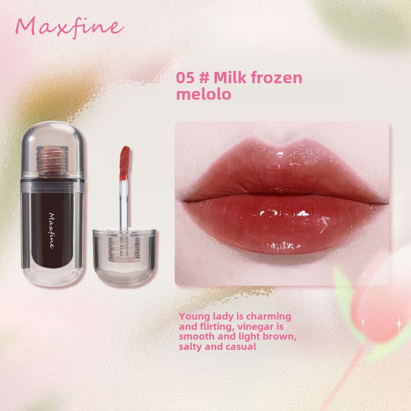 Maxfine Dudu Milk Frozen Mirror Lip Glaze Watery Pure Glass Lips Whitening Long-lasting Not Easy to Stain Lip Gloss 