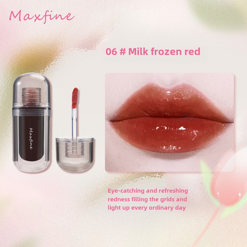 Maxfine Dudu Milk Frozen Mirror Lip Glaze Watery Pure Glass Lips Whitening Long-lasting Not Easy to Stain Lip Gloss 