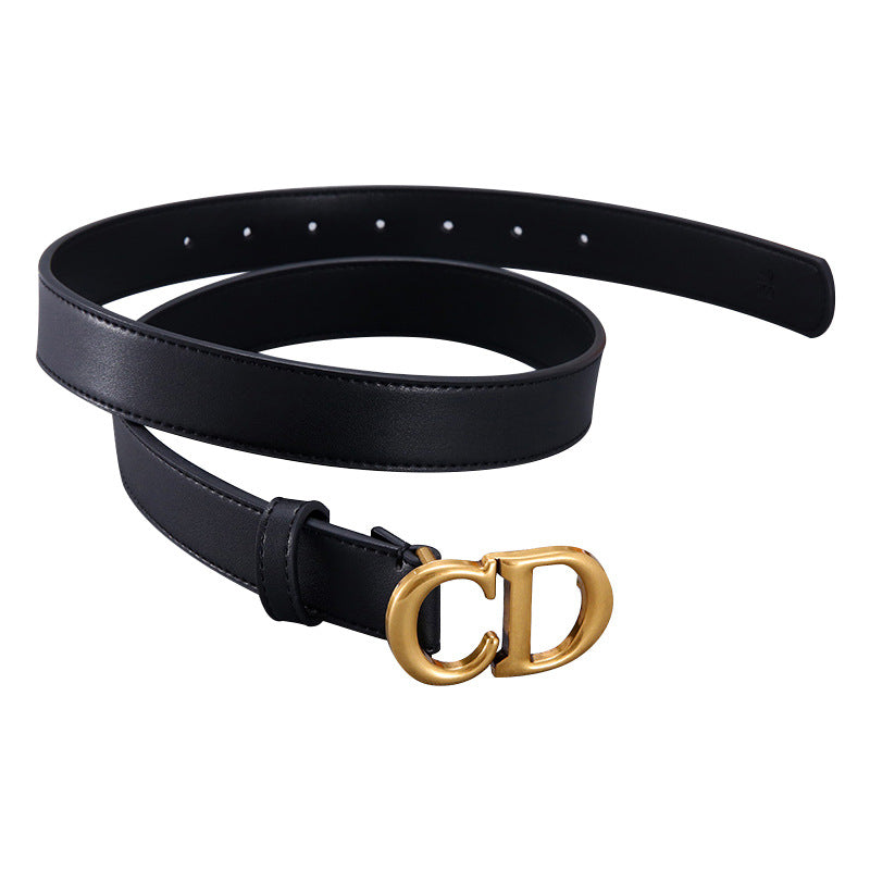 Internet celebrity with the same letter CD ladies belt leather casual all-match belt women's skirt decoration thin student belt 