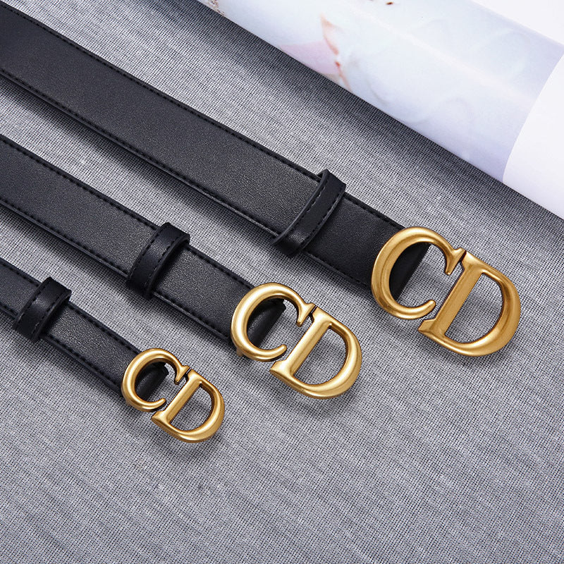 Internet celebrity with the same letter CD ladies belt leather casual all-match belt women's skirt decoration thin student belt 