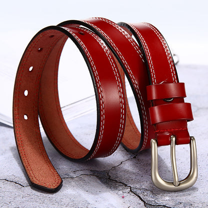 Taobao hot style belt women's leather pin buckle women's thin belt Korean version of casual all-match cowhide pants belt 