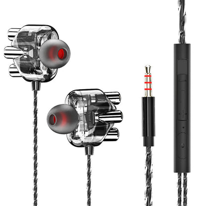 Transparent In-Ear Headphones Explosive Private Model Dual Dynamic Coil Dual Speakers Smart Phone Headphones Wire Control Tuning 