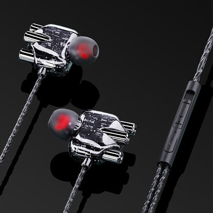 Transparent In-Ear Headphones Explosive Private Model Dual Dynamic Coil Dual Speakers Smart Phone Headphones Wire Control Tuning 