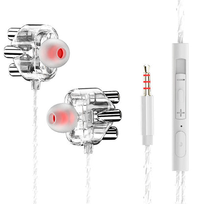 Transparent In-Ear Headphones Explosive Private Model Dual Dynamic Coil Dual Speakers Smart Phone Headphones Wire Control Tuning 