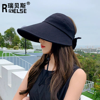 Japanese UV sunscreen hat female Korean version all-match face net red fisherman hat anti-sunlight large eaves sunshade empty top hat 