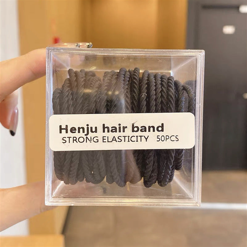 Korea 50 boxed color thread high elastic head rope women's simple and not hurt hair temperament rubber band hair ring head rope 