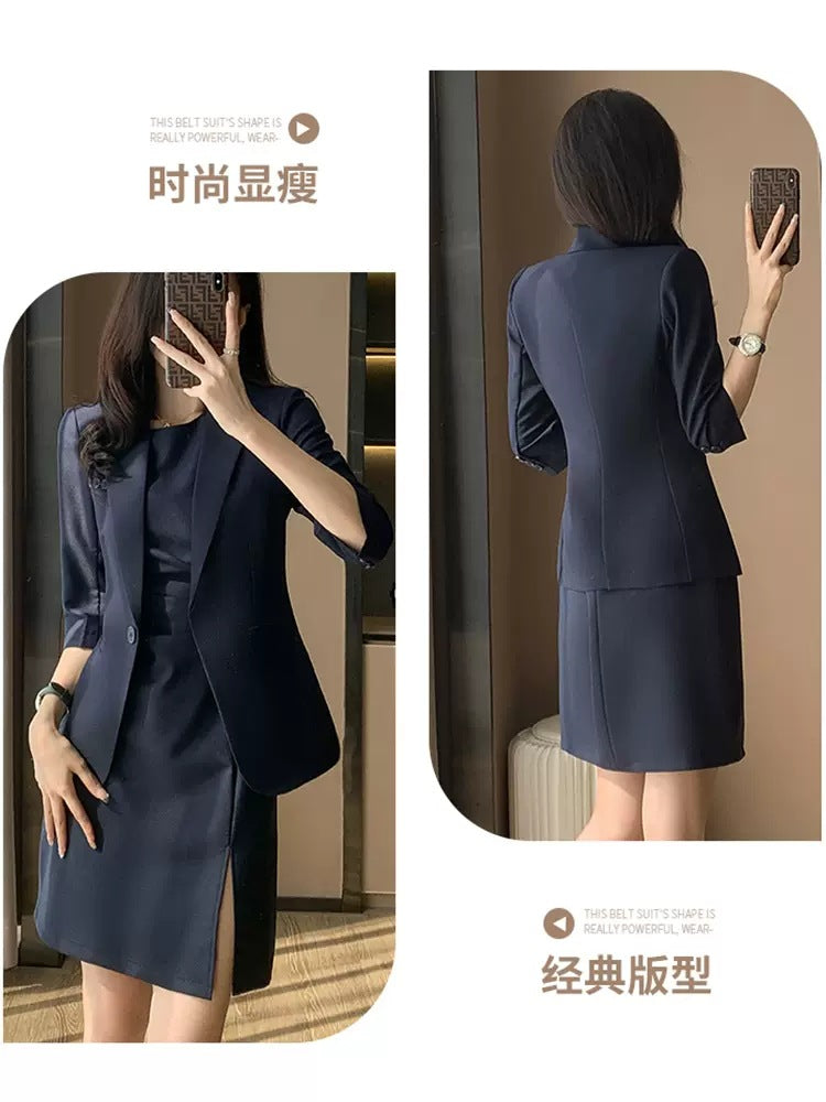 High-end suit skirt women's two-piece summer work clothes temperament formal dress professional dress suit jacket 