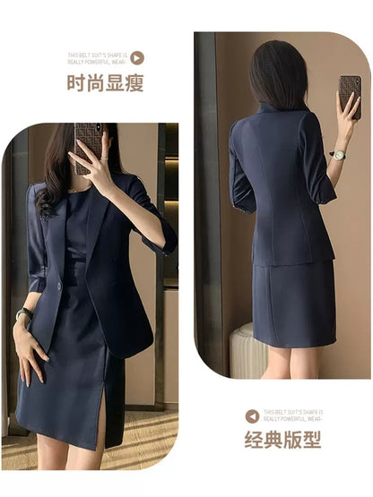 High-end suit skirt women's two-piece summer work clothes temperament formal dress professional dress suit jacket 