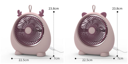 New student dormitory portable mute USB charging fan animal ear desktop desktop electric fan strong wind 