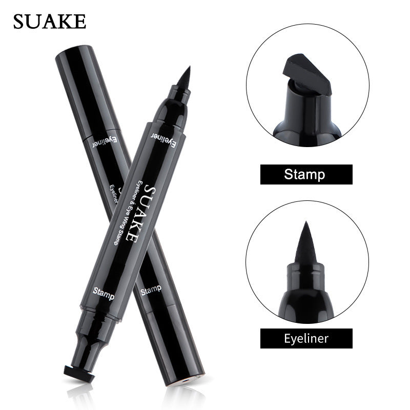 Suake Suake double-head seal eyeliner lazy two-in-one wing seal liquid eyeliner pen cross-border foreign trade 