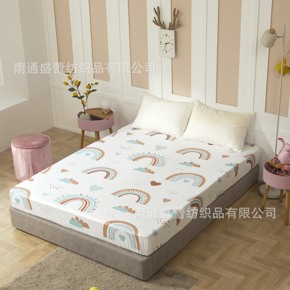 Transnational foreign trade home textile digital printing fitted sheet single product three-piece bedding set factory direct sales 