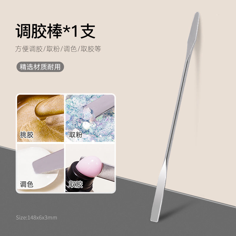 Manicure glue stick stainless steel color stick double-ended professional color adjustment metal blooming painting tools wholesale 