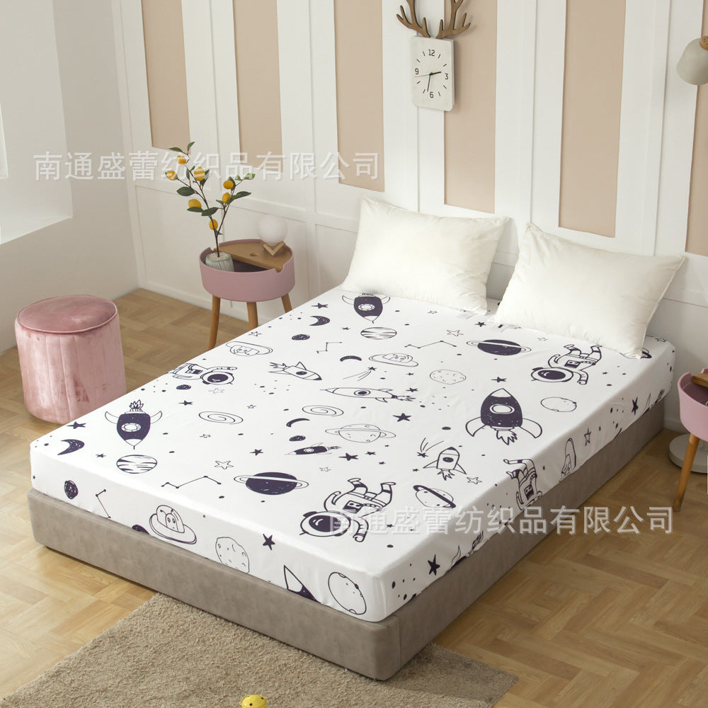 Transnational foreign trade home textile digital printing fitted sheet single product three-piece bedding set factory direct sales 