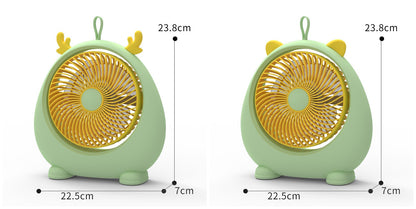 New student dormitory portable mute USB charging fan animal ear desktop desktop electric fan strong wind 