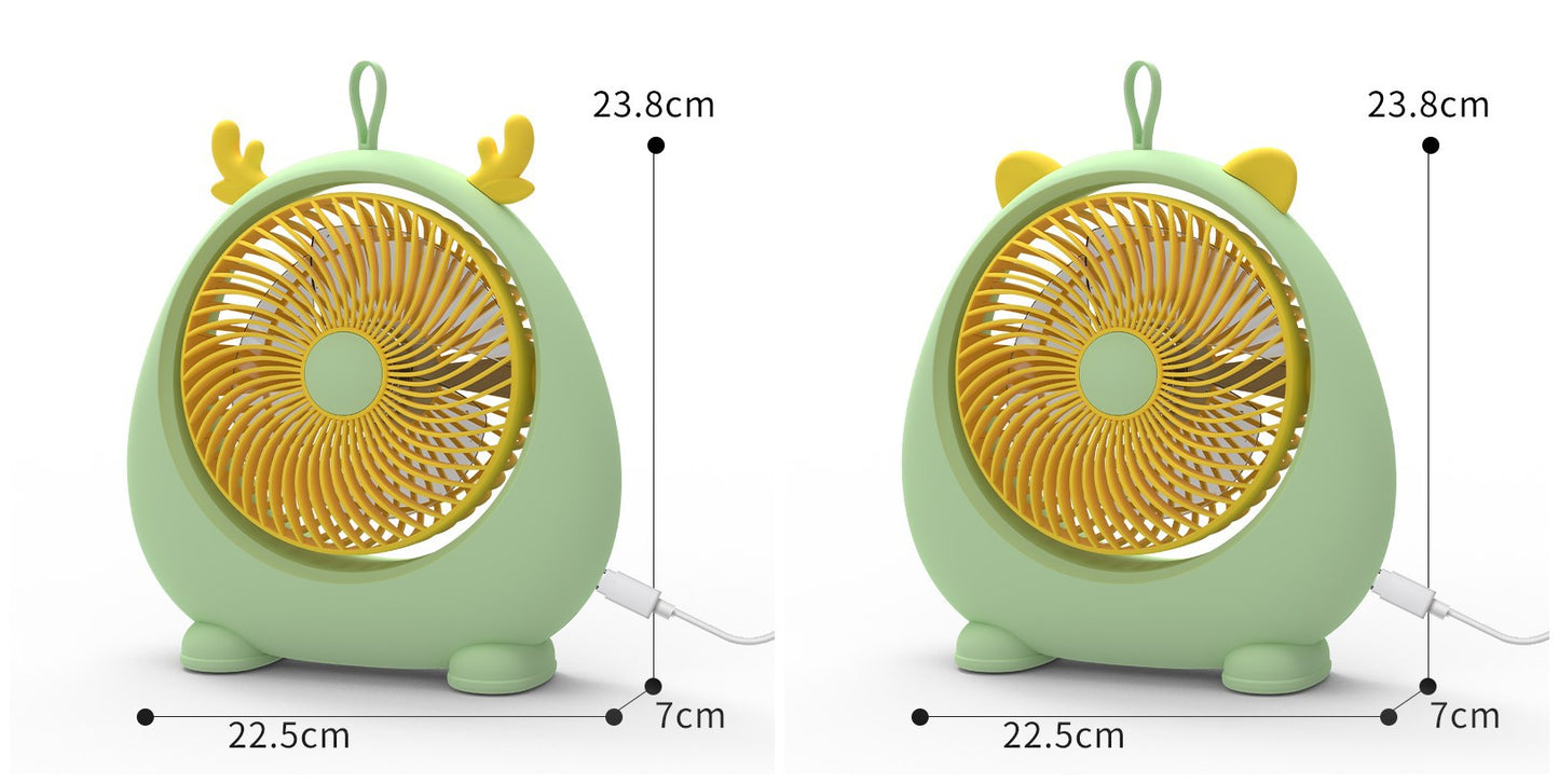 New student dormitory portable mute USB charging fan animal ear desktop desktop electric fan strong wind 