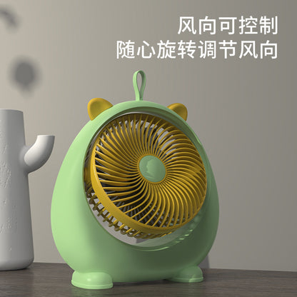 New student dormitory portable mute USB charging fan animal ear desktop desktop electric fan strong wind 