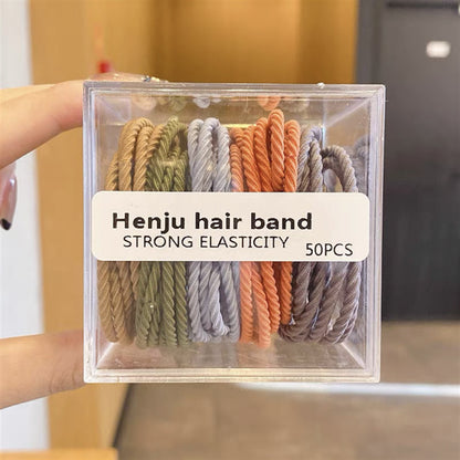 Korea 50 boxed color thread high elastic head rope women's simple and not hurt hair temperament rubber band hair ring head rope 