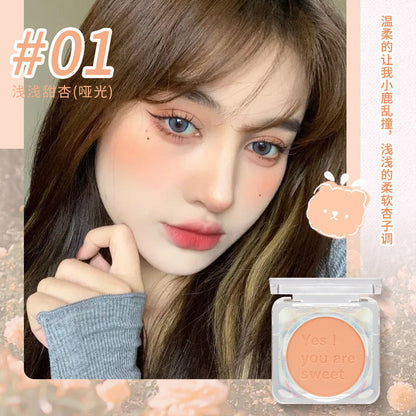 Ruili Makeup Vitality Girl Monochrome Blush Orange Peach Milk Tea Fine Flash Matte Natural Nude Makeup Factory Direct Sales