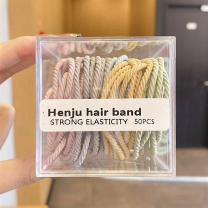 Korea 50 boxed color thread high elastic head rope women's simple and not hurt hair temperament rubber band hair ring head rope 