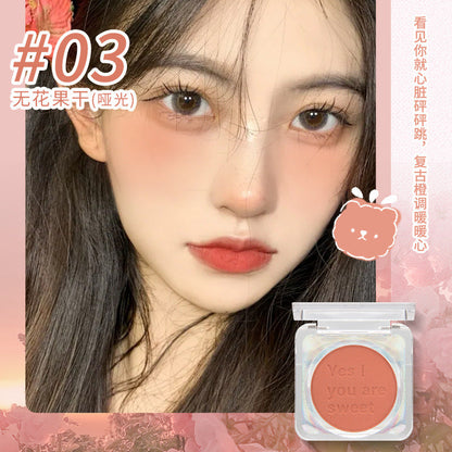 Ruili Makeup Vitality Girl Monochrome Blush Orange Peach Milk Tea Fine Flash Matte Natural Nude Makeup Factory Direct Sales