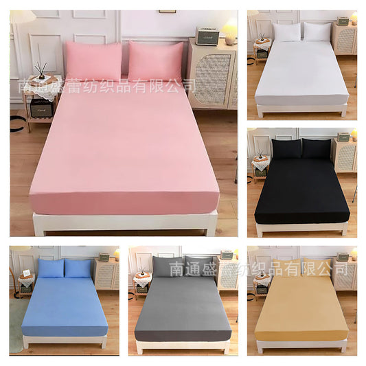 Amazon ebay Single Fitted Sheet Deep Pocket Pillowcase Solid Color Single Double 1.5/1.8 Bedding Foreign Trade Wholesale 