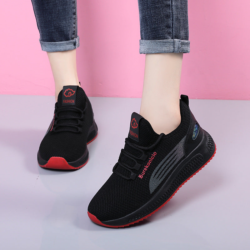 Ins net red fashion women's shoes Korean version trendy casual shoes 2021 spring new breathable flying woven shoes sports shoes 