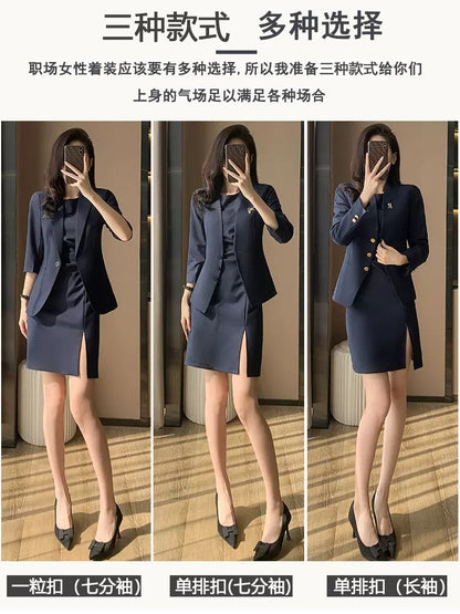 High-end suit skirt women's two-piece summer work clothes temperament formal dress professional dress suit jacket 