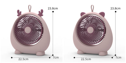 New student dormitory portable mute USB charging fan animal ear desktop desktop electric fan strong wind 