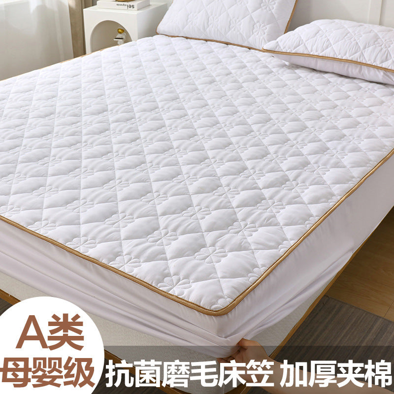 Cross-border special for chemical fiber color quilted fitted sheet single piece mattress protector bed sheet bed cover dustproof mattress cover 