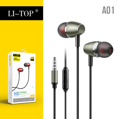 Rio Tinto A01 in-ear metal subwoofer နားပလပ်များသည် Android 3.5 ဝိုင်ယာကြိုးဖြင့် မိုက်ခရိုဖုန်း သီချင်းနားကြပ် စက်ရုံမှ ခေါ်ဆိုမှု ထိန်းချုပ်ခြင်း