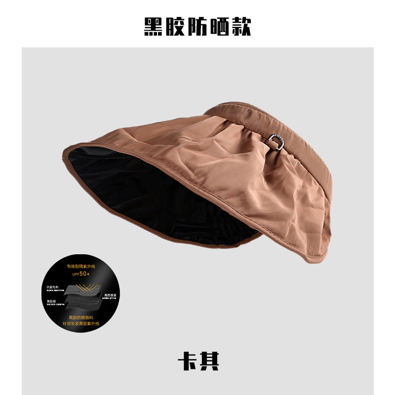 Shell cap headband women's summer anti-ultraviolet sunshade breathable empty top hat students show face small foldable headband cap 