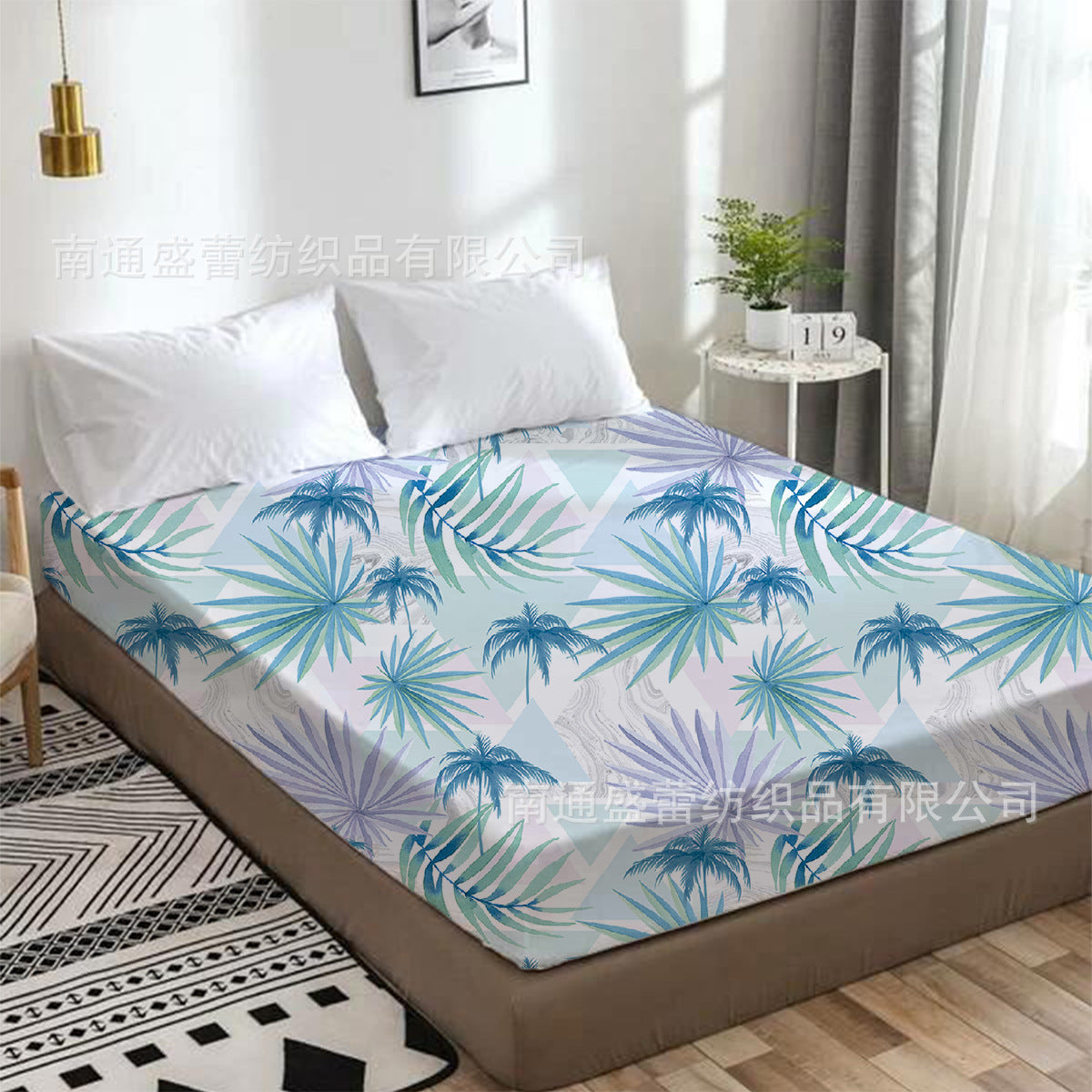 Cross-border bedding foreign trade home textile digital printing fitted sheet 