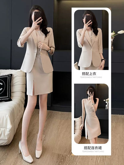 High-end suit skirt women's two-piece summer work clothes temperament formal dress professional dress suit jacket 