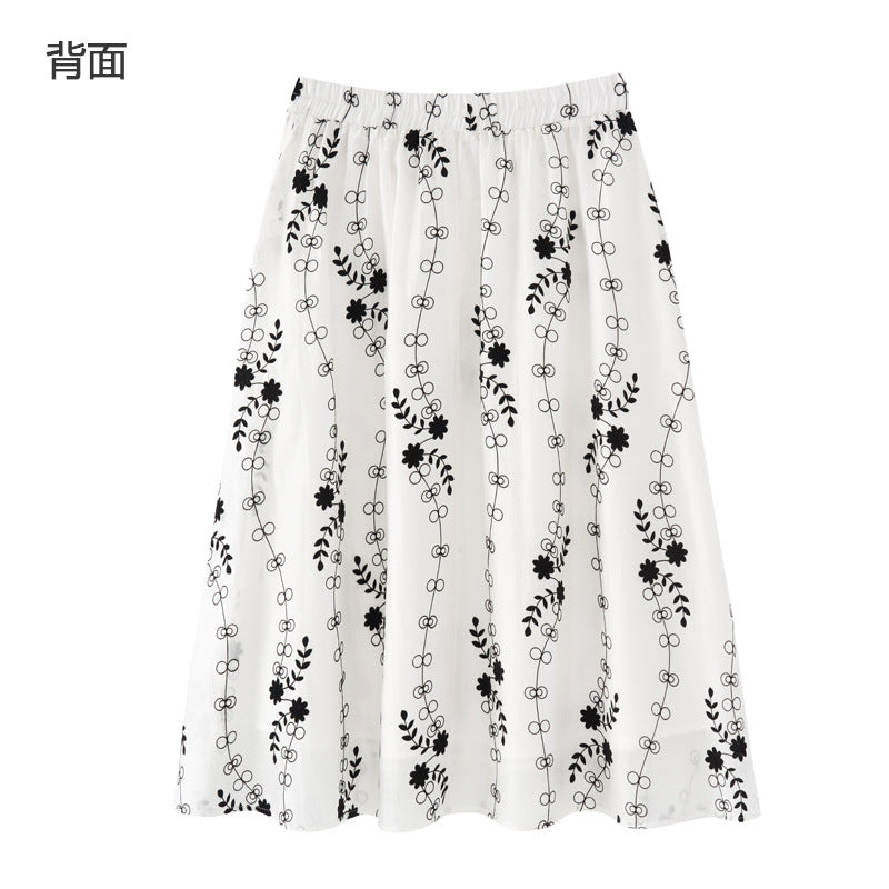 2023 summer new large size women's clothing 200 catties fat mm light cooked wind floral big swing thin skirt female 18316 