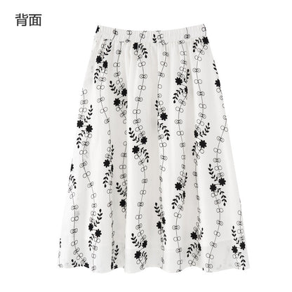 2023 summer new large size women's clothing 200 catties fat mm light cooked wind floral big swing thin skirt female 18316 