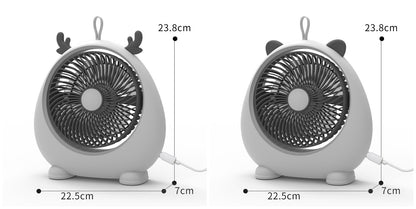 New student dormitory portable mute USB charging fan animal ear desktop desktop electric fan strong wind 