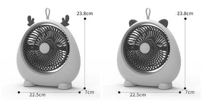 New student dormitory portable mute USB charging fan animal ear desktop desktop electric fan strong wind 