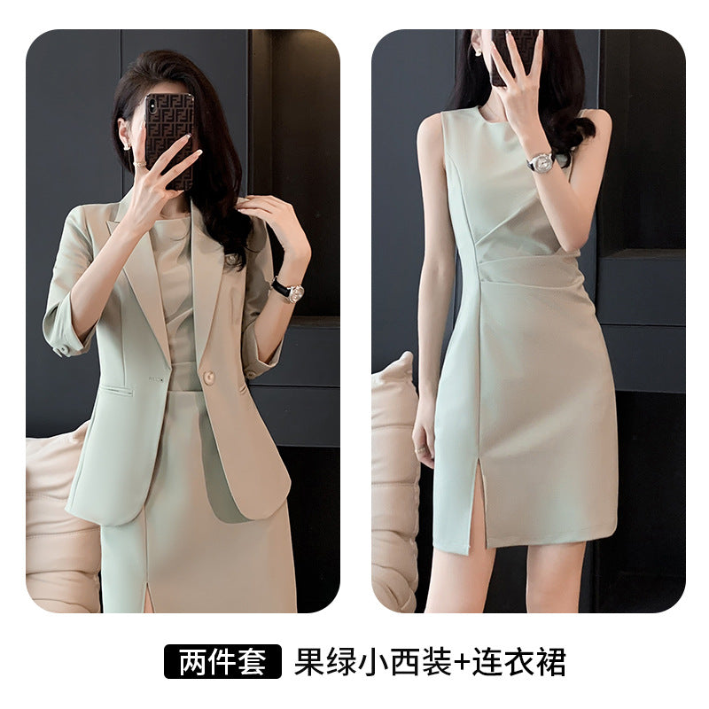 High-end suit skirt women's two-piece summer work clothes temperament formal dress professional dress suit jacket 