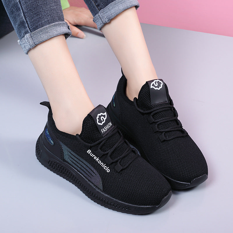 Ins net red fashion women's shoes Korean version trendy casual shoes 2021 spring new breathable flying woven shoes sports shoes 