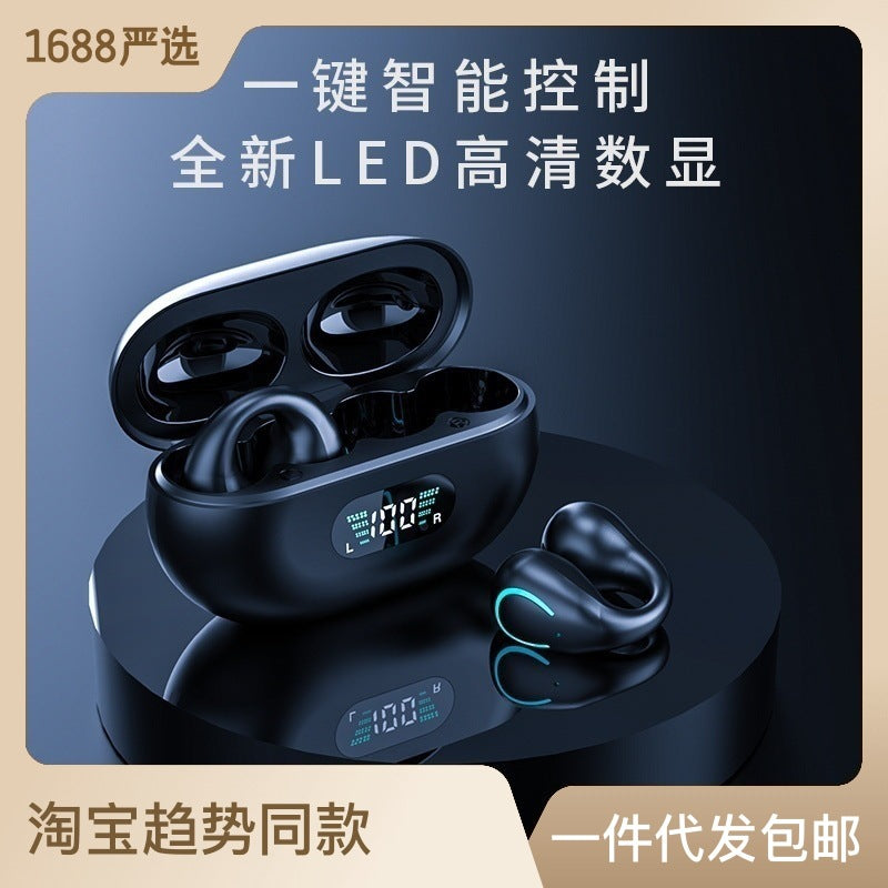 2023 Huaqiang North Bone Conduction Bluetooth Headphones Wireless Sports Non-In-Ear Ear Clip Call Noise Reduction Concept Wholesale 